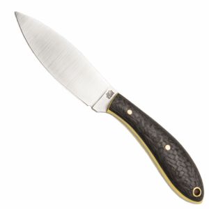 LT Wright Knives Small Northern Hunter - AEB-L Steel - Flat Grind - Carbon Fiber w/Yellow Liner img1